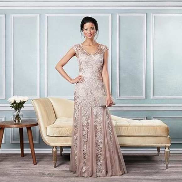 Alex Evenings Women's Size 10 Long Fit and Flare Mother of The Bride Dress - Picture 3 of 4